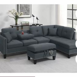 Sectional With Ottoman Set 