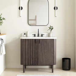 Bath Vanity Cabinet without Top in Brown Oak Finish