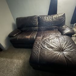 Free Brown Leather Reclining Sofa