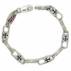 9" ACTS Bracelet Fishers of Men Sterling Silver Byzantine Cross Design