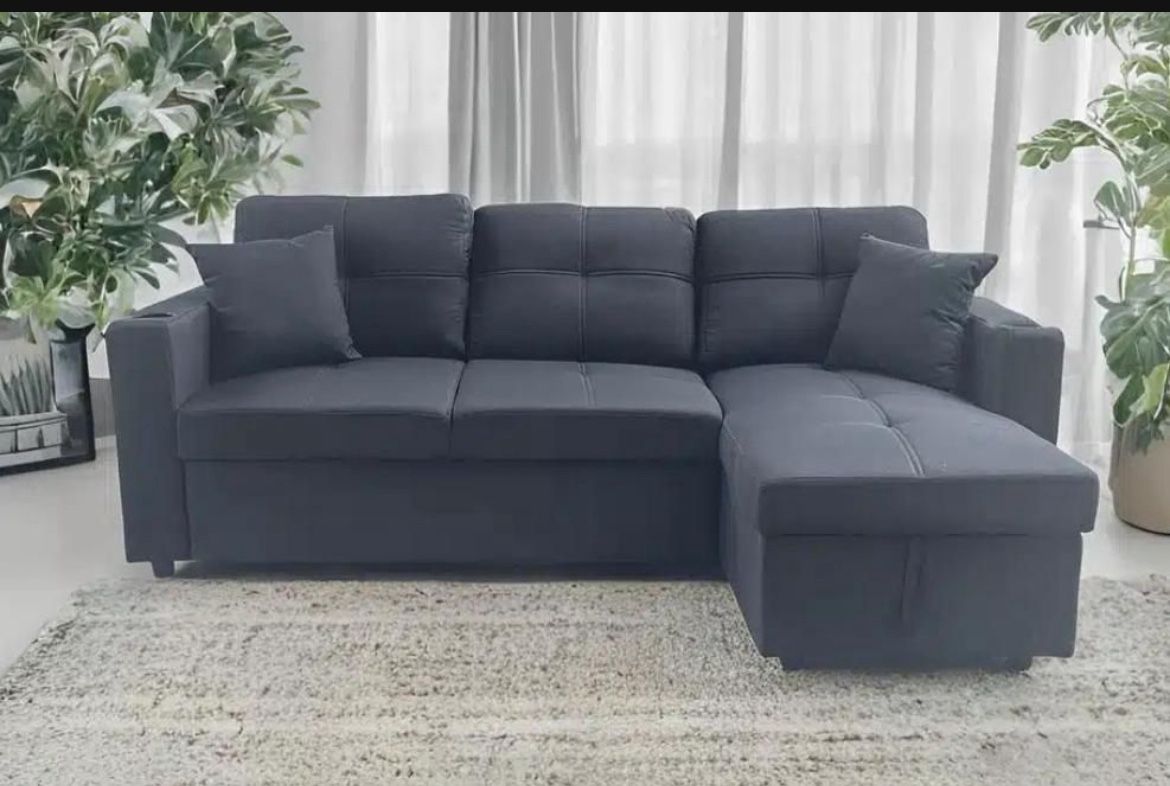 New Sectional Black Leather