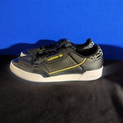 Men's Adidas Originals Continental 80 Black Gold Leather Sneakers Trainers Shoes (Size 9)