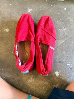 TOMS Classic Canvas Slip-On Shoes Red