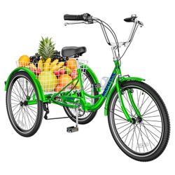 Mooncool Adult Tricycle 20/24/26 inch 7 Speed, Three Wheel Bicycle for Adult, Trike Cruiser W/ Tools & Big Basket for Exercise Shopping Picnic Outdoor