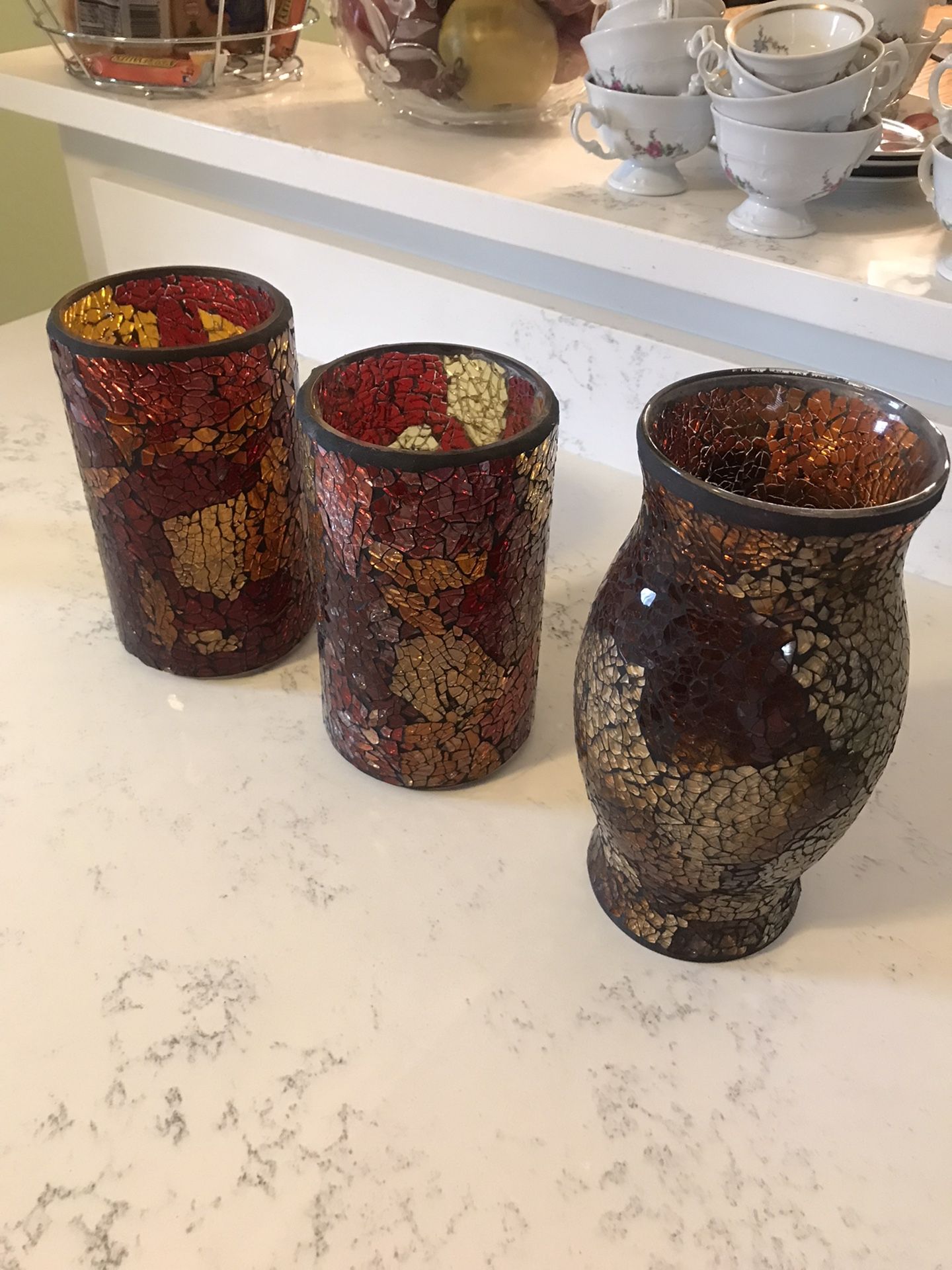 Vases Or Candle Holders 8” Tall And Tallest 9.5” Tall