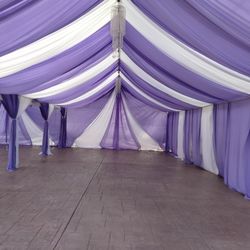Canopy With Draping, Tables, Chairs,Dance Floor, Portable Restroom, And More.
