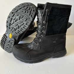Men’s UGG BUTTE Black Waterproof Leather Winter Snow Boots Size 10