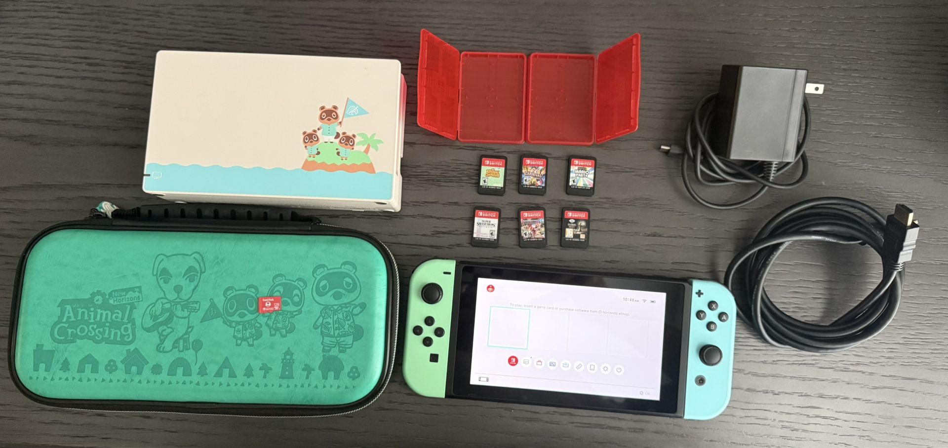 Nintendo Switch Animal Crossing: New Horizons Edition Bundle – 6 Games + Memory Card + Travel Case + 2 Game Cases