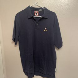 Vintage Disney Mickey Mouse INC Polo Shirt Men M Logo Navy Blue 100% Cotton