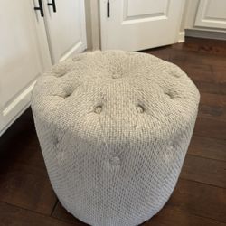 Nice Tufted Ottoman (Grays & White)