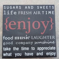 "Enjoy" Canvas Wall Art, Typography Quote, Subway Art Style, about 13" Square