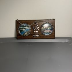 Rustic Deer Scenic Wall Plaque with Metal Chain – Cabin / Lodge Style Decor