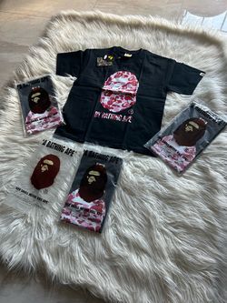 Pink bape shirt I m and L