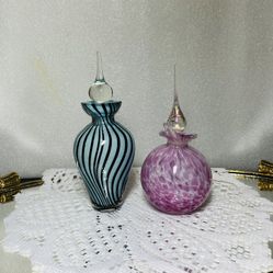 2 Vintage Glass Perfume Bottles