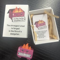 Gag novelty item "dumpster fire"