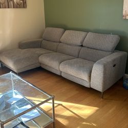 Grey 2 Piece Reclining Sectionol Couch