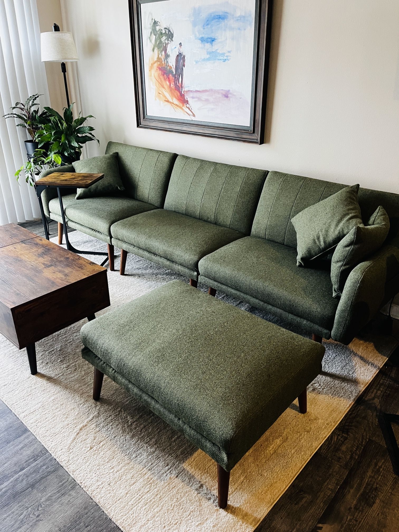 Green Mid century Modern Style Couch Set 