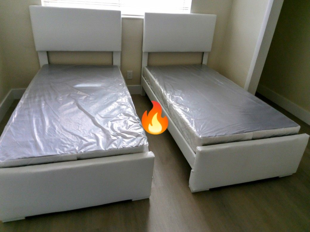 $380 For Both Twin Bed Frames With Boxspring Brand New Free Delivery
