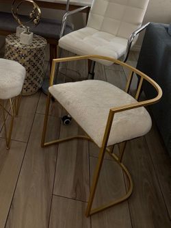 White Faux Fur Gold Chair