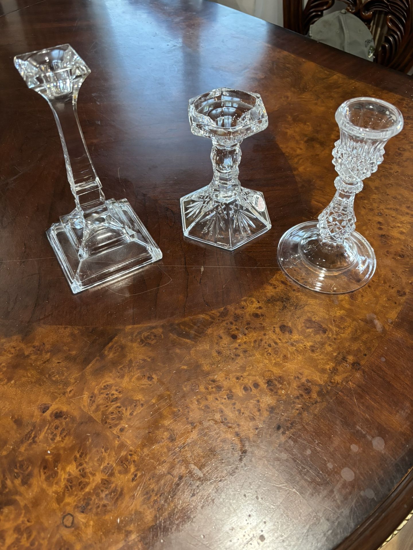 Crystal candle holders each $10