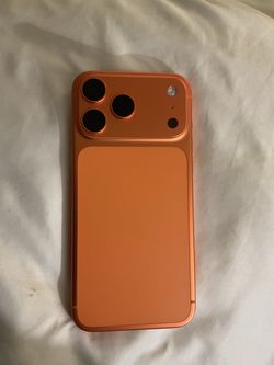 Orange iPhone 17 pro max with burnt orange apple I case