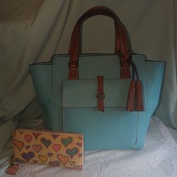 "Dooney & Bourke" Large "Cambridge" East/West Shopper in Calypso Blue