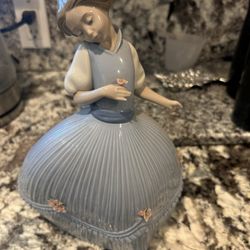 Lladro Figurine Girl In Blue Dress