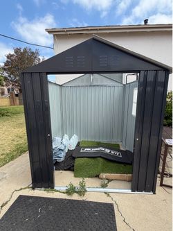 6x6 ft Metal Outdoor Storage Shed with Window Lockable Tool Storage Garden Shed