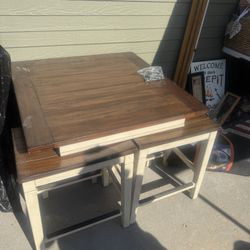 Counter height, table and chairs