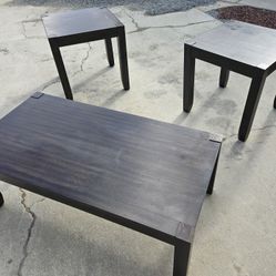 Wood Coffee Table And 2 End Tables