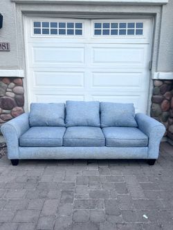 3-Seat Gray Fabric sof.a with Roll Arms - can deliver!
