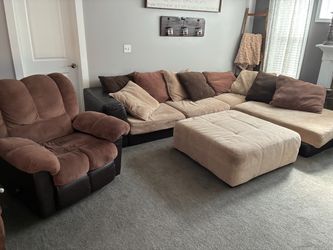 Sectional Sofa, Ottoman & Recliner
