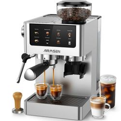Espresso Machine with Grinder, Espresso Coffee Machine with Customized Grind Amount & Coffee Volume, Cold Brew Coffee Maker for Cappuccino Latte Ameri