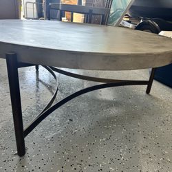 Cement style large coffee table, and two side end tables