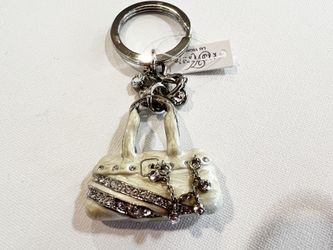 White purse handbag keychain designed by Alexander Kalifano 4"