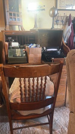 Roll top desk and office equipment