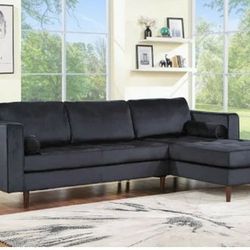 Roxy Black Velvet Sectional

