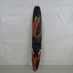 African Hand Carved Wooden Folk Art Crocodile Birds Tribal Mask 22"


