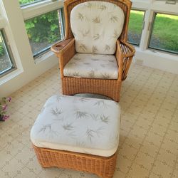 Wicker Rocking Chair And Ottoman 