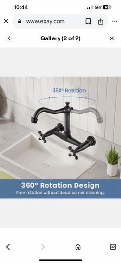 Wall Mounted 6Inch Center Kitchen Sink Faucet Commercial Wall Mount Kitchen Tap Double Black K16