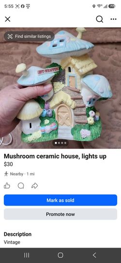 Vintage mushroom ceramic house