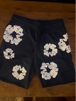 Navy Blue Denim Tear Shorts Small