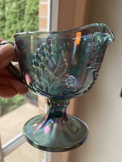 Vintage Iridescent Blue Glassware Set