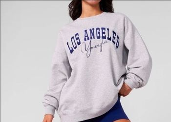 Women's  youngLA varsity crewneck over-sized grey  size large