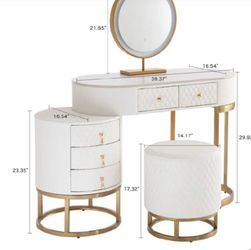 ✨ New 4-Piece White Vanity Set with LED Mirror