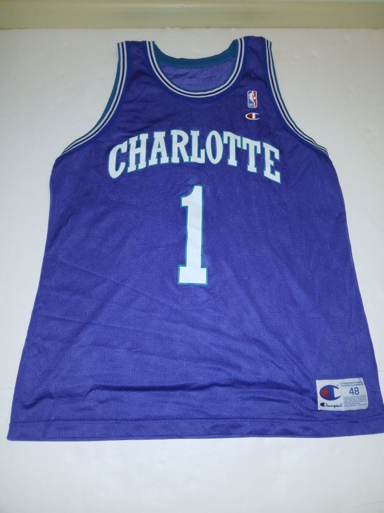 Muggsy Bogues Charlotte Hornets Jersey Champion Size 48