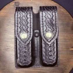 Safariland 77 Glock 17 22 Double Magazine Pouch Basket Weave EXCELLENT w/Chrome