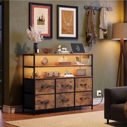 TV stand With LED Lights & Charging Station