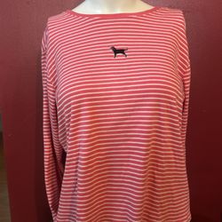The Black Dog Martha's Vineyard Pink Striped Shirt Size 
