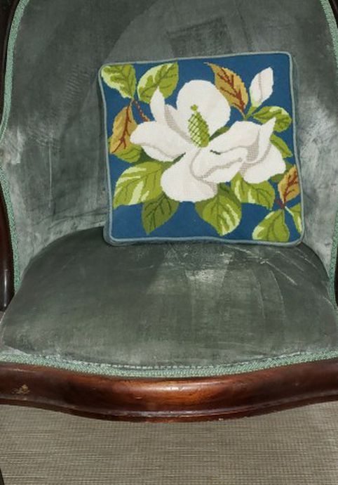 Antique 1920's Velvet Arm Chair